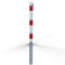 Barrier posts | Steel tube 70 x 70 mm | foldable, with triangular locking mechanism | with lifting and tilting mechanism | hot-dip galvanized and white coatedwith three red reflecting stripes | without eyelet